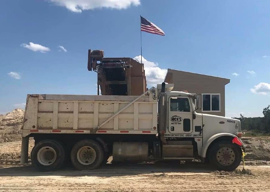 Nick's dump truck at the stabilized sand plant